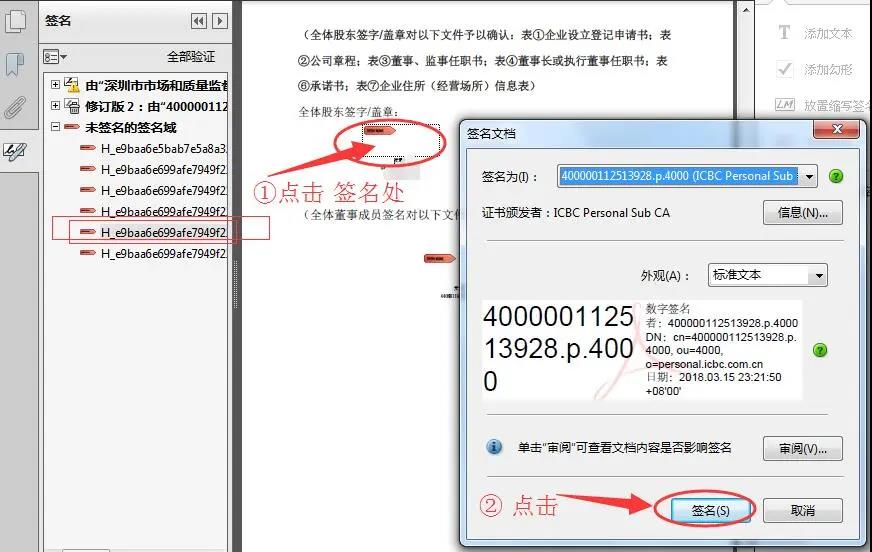 深圳注册公司网上提交签名操作流程图