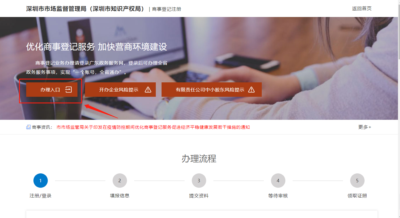 网上注册深圳公司操作流程图